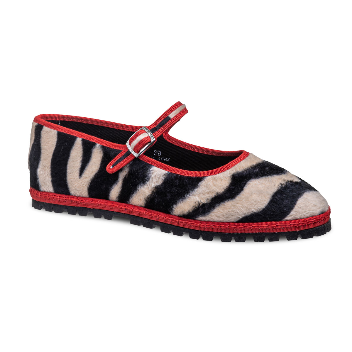 Maryjane Beige Zebra Vibram